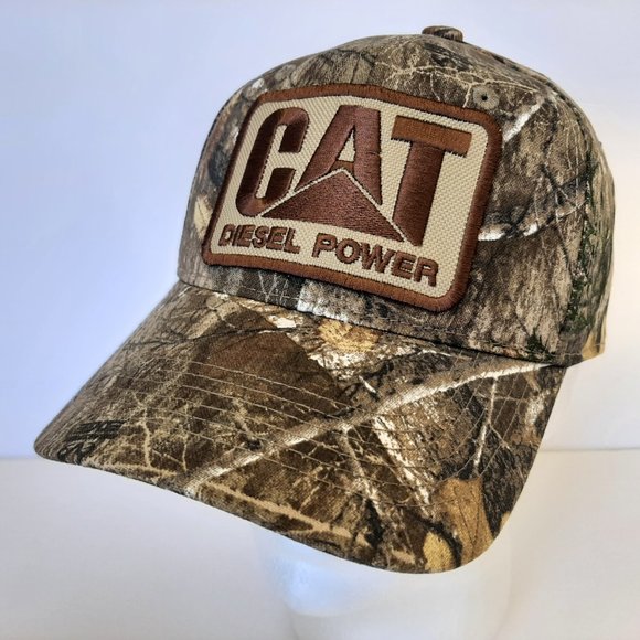 Cat Diesel Power Embroidered Patch Trucker Strapback Camouflage Hat Cap - Picture 3 of 5